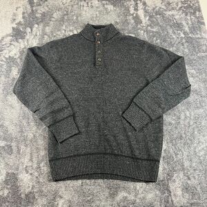 Iceland Made In Italy Wool Blend Sweater Mock Neck Charcoal Men's L Pullover